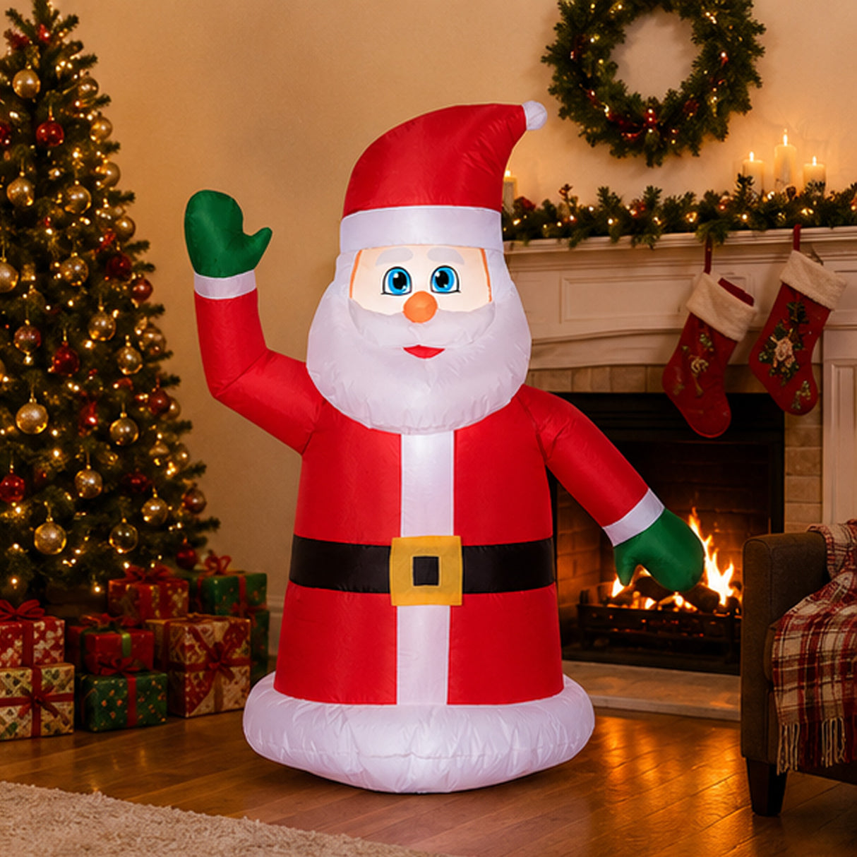 Inflatable Santa Car Buddy LED Light Outdoor Decoration