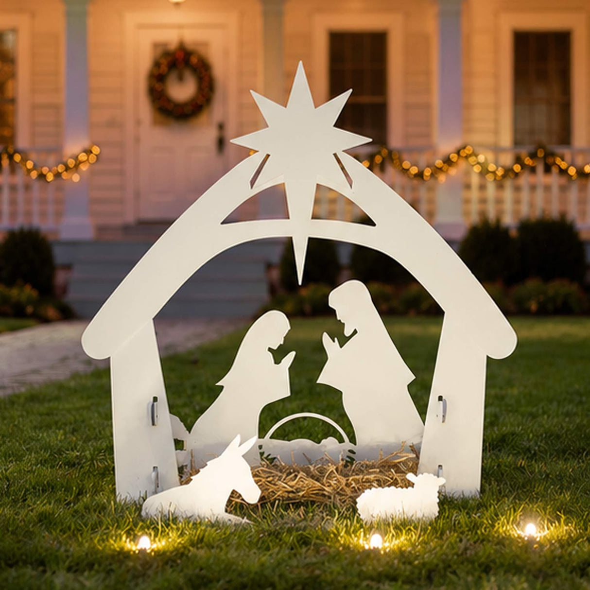 Christmas Nativity Scene Yard Decoration with Water Resistant PVC Outdoor Display