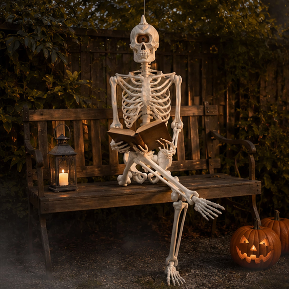 5 ft Life-Size Cyclops Skeleton Halloween Decoration (Posable Plastic Prop)