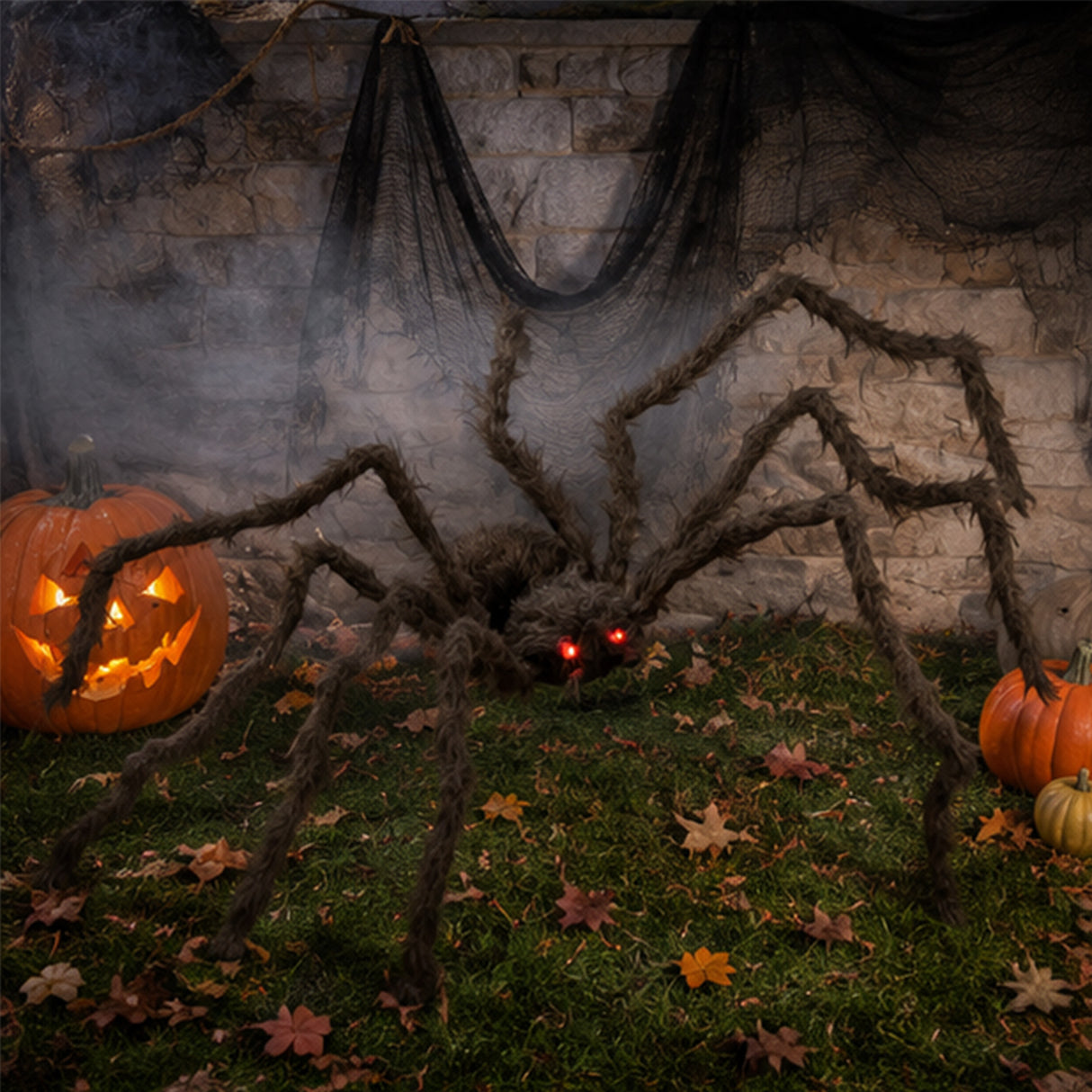 Hairy Spider with Light-Up Eyes Halloween Decoration