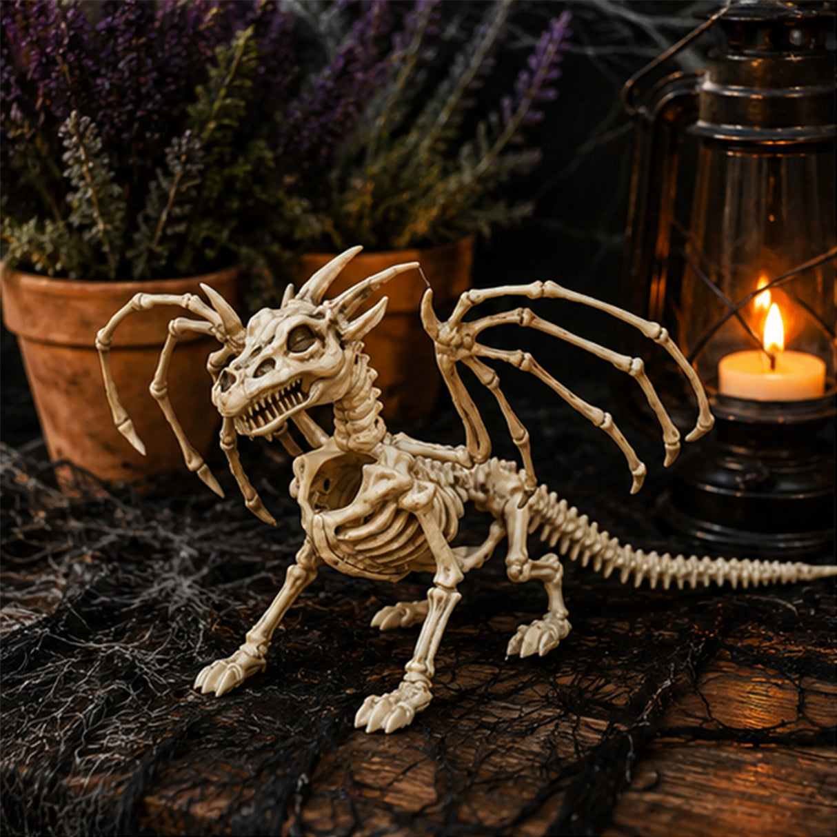 10" x 13" Small Dragon Skeleton Halloween Decoration (Plastic Prop)