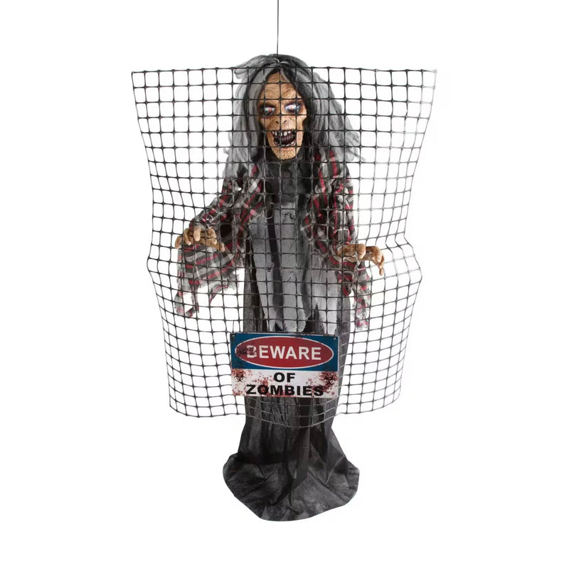 5 Ft. Animated “Beware of Zombies” Electric Fence Halloween Decoration