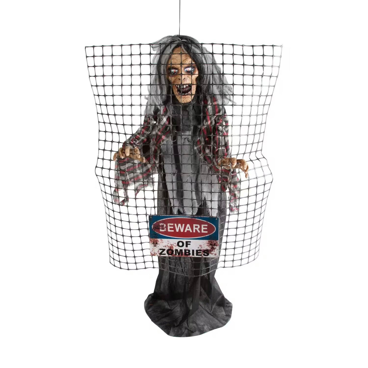 5 Ft Animated Electric Fence “Beware of Zombies” Halloween Decoration
