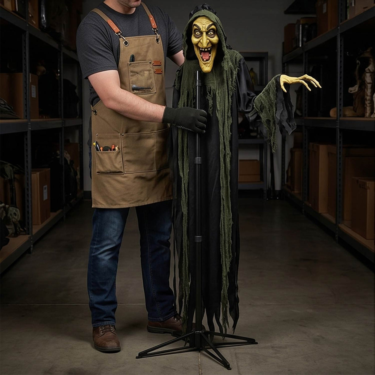 6 Ft Hanging Scary Witch Animated Prop Halloween Decoration