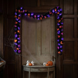 9 ft. Halloween Black Fiber Optic Garland with Purple and Orange Lights Plug-In