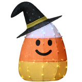 Halloween Pre-Lit Candy Corn Witch Outdoor Decoration with LED Lights (Plug-In)