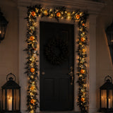 6FT Pre-Lit Pumpkin Halloween Garland with LED Lights