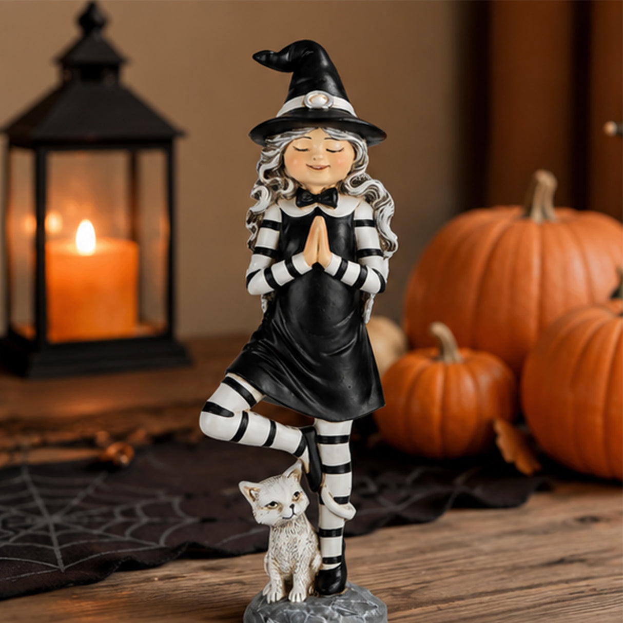 9 in. Halloween Witch in a Yoga Pose Tabletop Decoration