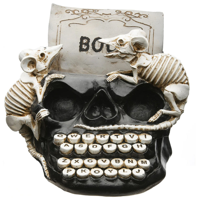 8 in Skull Typewriter with Rats Halloween Tabletop Decor