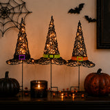 23IN Pre-Lit Black Witch Hat Garden Stakes Halloween Decor