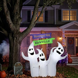 6 ft Halloween Ghost Trio Signpost Inflatable LED Yard Decoration Plug In