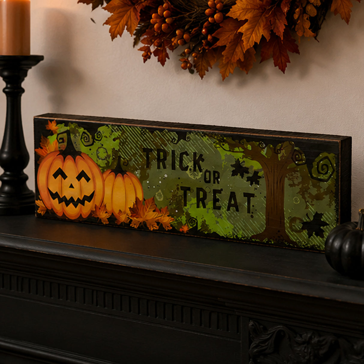 4IN Halloween Trick or Treat Table Sign Decoration