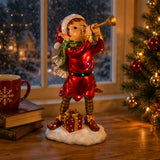 37IN Horn Blowing Pixie Elf Christmas Decoration with Multicolor LED Lights Plug-In