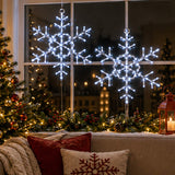24IN Pre Lit Hexagonal Snowflake with Cool White LED Lights