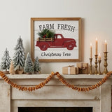 12.5IN Farm Fresh Christmas Wall Art with Pickup Truck Design