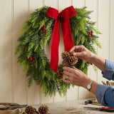 24IN Christmas Classic Wreath with Red Berries and Bow