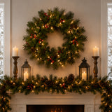 Pre-Lit 24 in. Crestwood Spruce Christmas Wreath with Twinkly Smart LED Lights