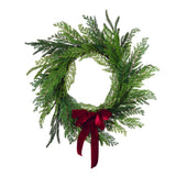 24IN Christmas Cottage Wreath with Dark Red Bow