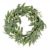 24IN Mixed Leaves Christmas Wreath with Snow Berry Clusters
