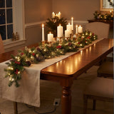 9FT Pre-Lit Glittery Mountain Spruce Garland with Clear Lights