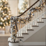 9FT Pre-Lit Snowy Bedford Pine Garland with LED Lights