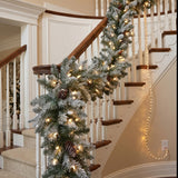 9FT Pre-Lit Frosted Arctic Spruce Garland with Clear Lights