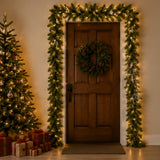 9FT Evergreen and Cashmere Tips Garland with Berries & Pinecones