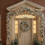 Pre-Lit Snowy Sheffield Spruce Garland with Dual Color LED Cosmic Lights, 9 Foot (Plug-In)