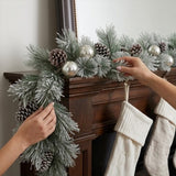 Snowy Pine Plastic Garland, 7 Foot Decorative Christmas Garland