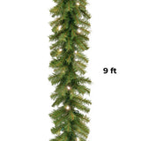 Pre-Lit Norwood Fir Garland with Warm White LED Lights, 9 Foot