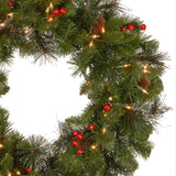 Pre-Lit Crestwood Spruce Wreath with Twinkly Smart LED Lights, 24 Inch