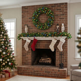 Pre-Lit Green Christmas Assortment Set – 2 Entrance Trees, Wreath & Garland with Multicolor LED Lights