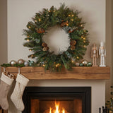 Pre-Lit North Conway Christmas Wreath with Clear Lights & Eucalyptus, 30 Inch