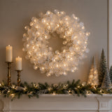 Winter Frost White Wreath with Gem Accents, 24 Inch Holiday Decor