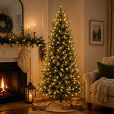 9ft Pre-Lit Natural Fraser Fir Slim Christmas Tree with Clear Lights