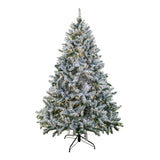 9ft Pre-Lit Snowy Hudson Flocked Christmas Tree with Warm White LED Lights