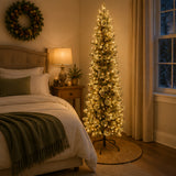 10ft Pre-Lit Carolina Pine Slim Artificial Christmas Tree with Clear Lights