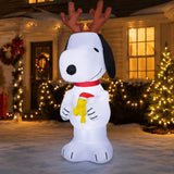 4 Ft. Airblown Inflatable Peanuts Snoopy with Antlers & Woodstock Christmas Yard Decoration