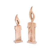 Wood Christmas Candles 2 Piece Rustic Holiday Decor Set
