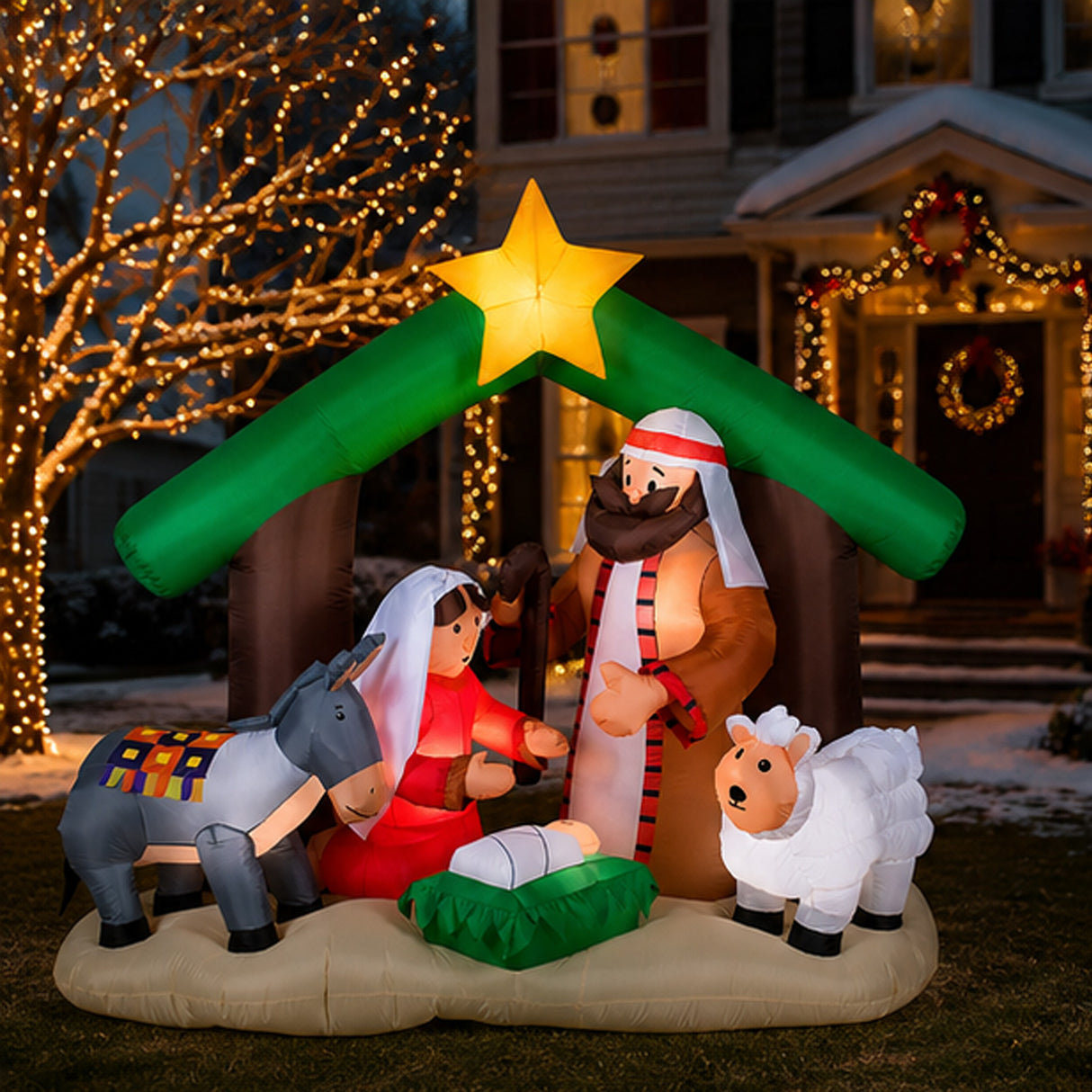 Holy Family Nativity Inflatable Light Up Christmas Decoration