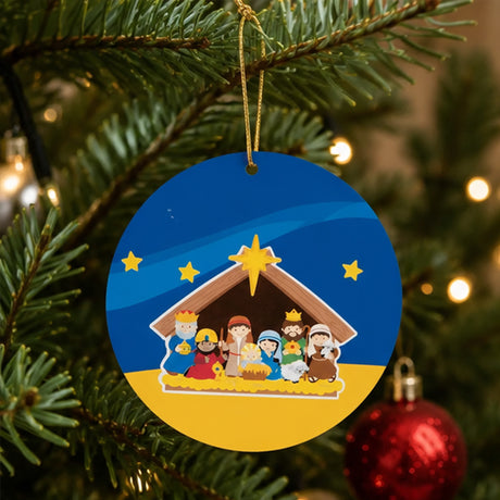 Nativity Paper Sticker Scene Christmas Ornaments 5 Inch 24 Pc