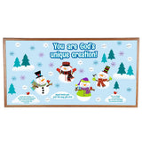God Made Me Unique Snowman Classroom Bulletin Board Set 65 Pc