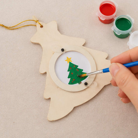 DIY Wooden Christmas Tree Picture Frame Ornaments 12 Pc Set