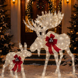 Lighted Moose Family Outdoor Christmas Decoration Set 2 Pc with LED Lights