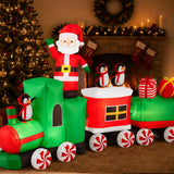 Pre Lit Inflatable Christmas Train with Animated Santa Claus 8.5 Ft