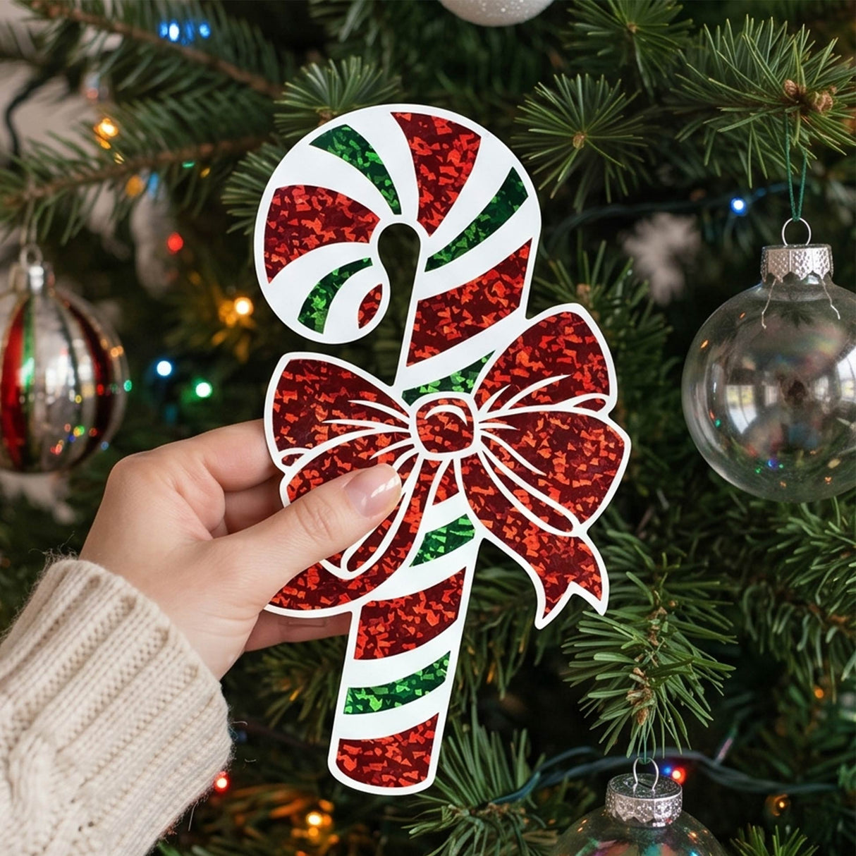 16 Inch Prismatic Candy Cane Cutout Christmas Wall Decoration