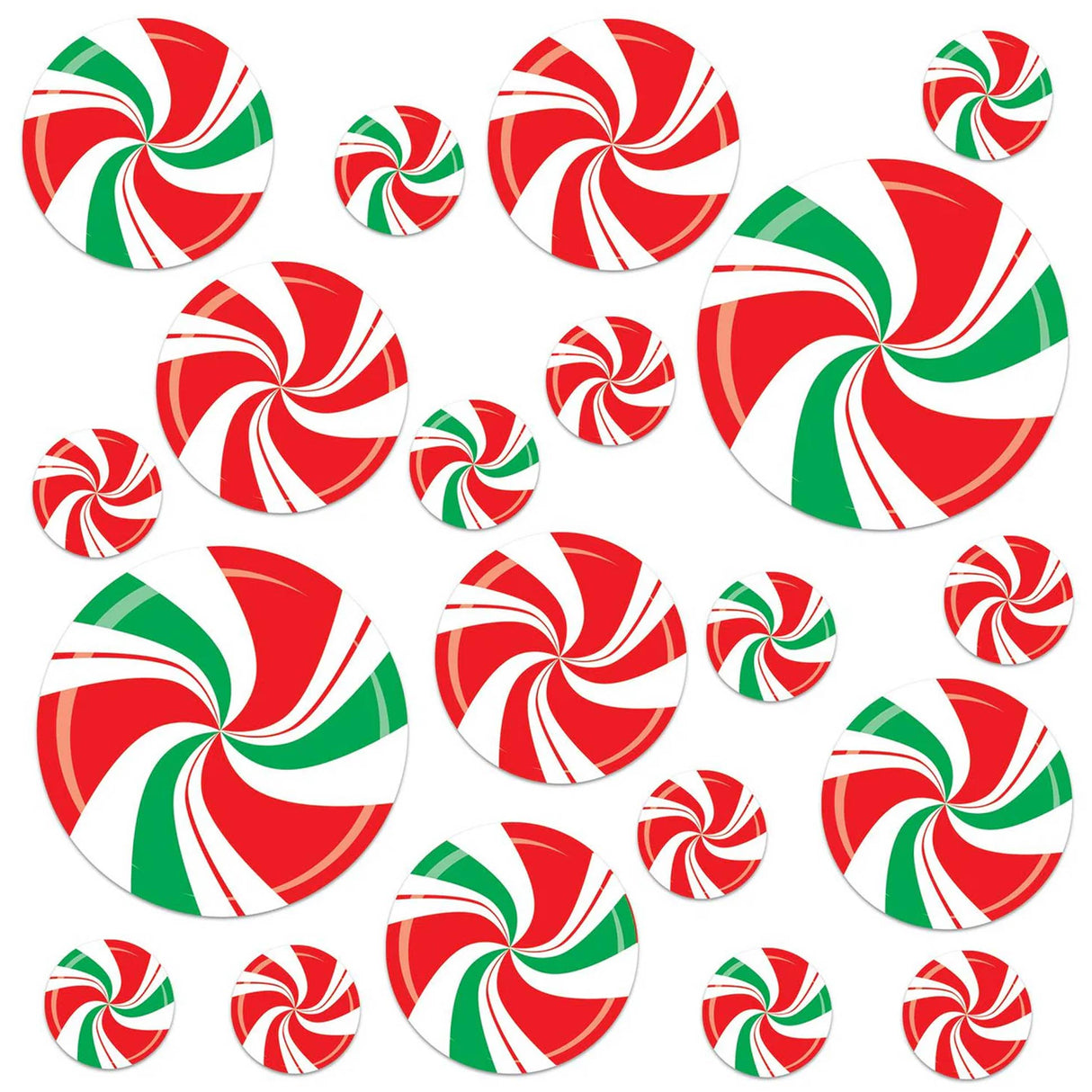 Christmas Peppermint Cutouts Wall Decorations Assorted Sizes 20 Pc