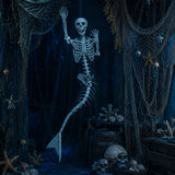 6 ft Life-Size Mermaid Skeleton Halloween Decoration (Posable Plastic Prop)
