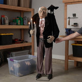 68" Animated Light-Up Butler Halloween Decoration with Raven