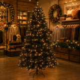 7.5FT Pre-Lit Black North Valley Spruce Christmas Tree with White Lights